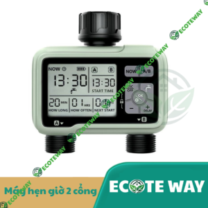Máy Hẹn Giờ Tưới Cây 2 Cổng LCD ECOTEWAY – Tự Động Tưới Thông Minh