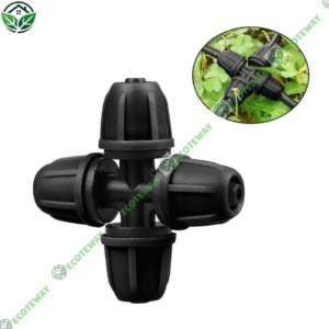 Đầu nối chữ thập ECOTEWAY 10–12mm | Phụ kiện chia 4 hướng cho ống tưới PE, hệ thống tưới nhỏ giọt