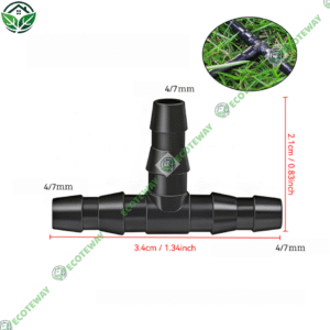 Đầu chia chữ T 4/7mm ECOTEWAY – Khớp nối chia 3 nhánh cho ống tưới nhỏ giọt, chống rò rỉ, bền chắc ngoài trời