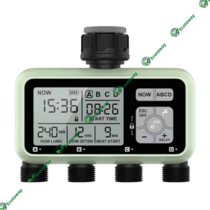 Bộ hẹn giờ tưới cây tự động điện tử 4 kênh độc lập – màn hình LCD lớn, chống nước IPX5 | ECOTEWAY