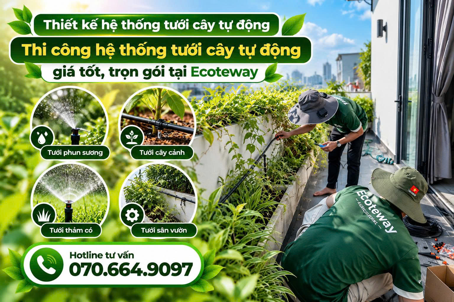thi công hệ thống tưới cây tự động Vĩnh Long