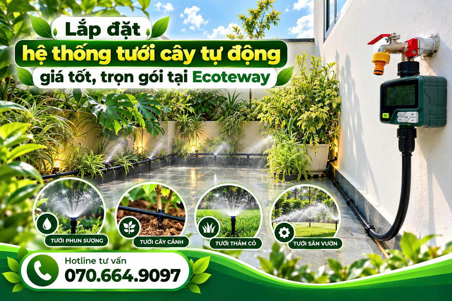 thi công hệ thống tưới cây tự động Đồng Tháp