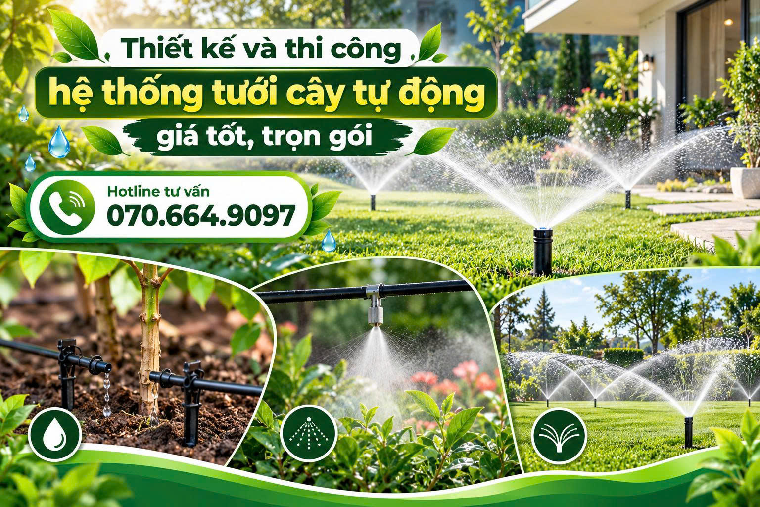 thi công hệ thống tưới cây tự động Cà Mau